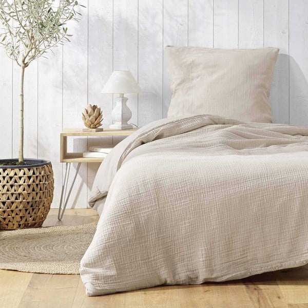 Krem posteljina za krevet za jednu osobu od muslina 140x200 cm Angelia – douceur d'intérieur