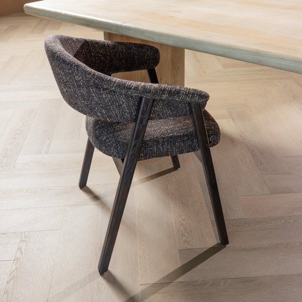 Tamno smeđa podstavljena blagovaonska stolica s naslonima za ruke Tunar – WOOOD-image-1