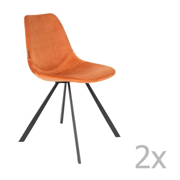 Set od 2 narančaste stolice s baršunastim presvlakama Dutchbone Franky