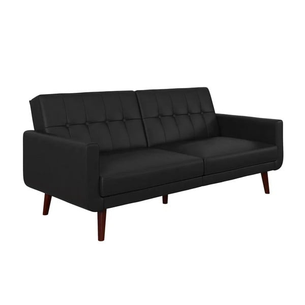 Crna sklopiva sofa od imitacije kože 200 cm Nola – Støraa-image-2