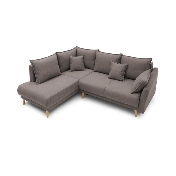 Smeđe-siva kutna sofa na razvlačenje Bobochic Paris Mia L, lijevi kut-image-3