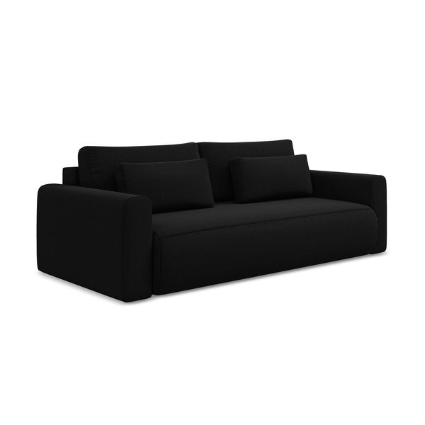 Crna baršunasti sklopiva/s prostorom za odlaganje sofa 238 cm Kapua – Makamii-image-1