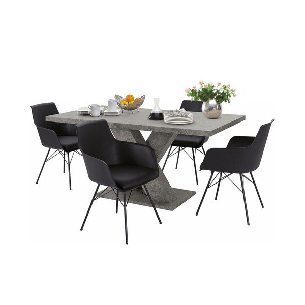 Set stola i 4 crne stolice Støraa Albert-image-1