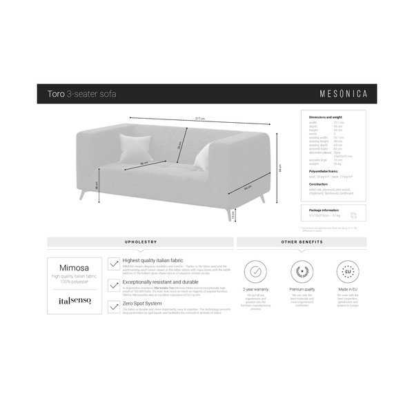 Medeno žuta garnitura MESONICA Toro, 217 cm-image-3