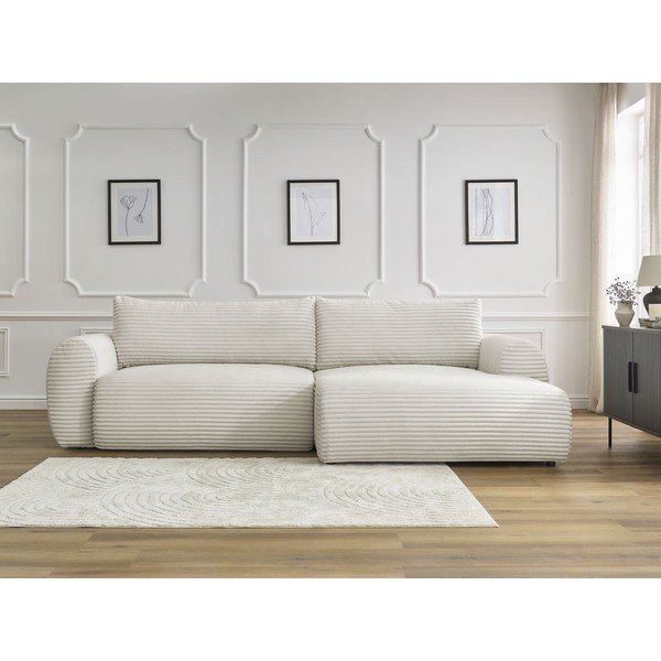 Krem sklopiva kutna garnitura od samta (s desnim kutom) Lucien – Bobochic Paris-image-1