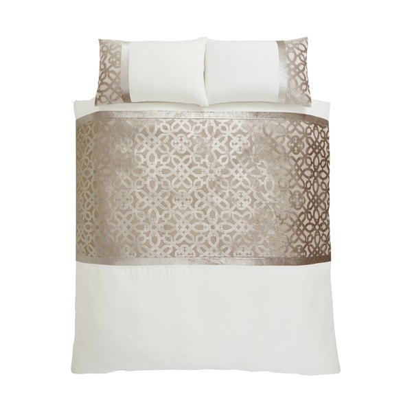 Bež-krem posteljina za bračni krevet od samta 200x200 cm Lattice Cut – Catherine Lansfield