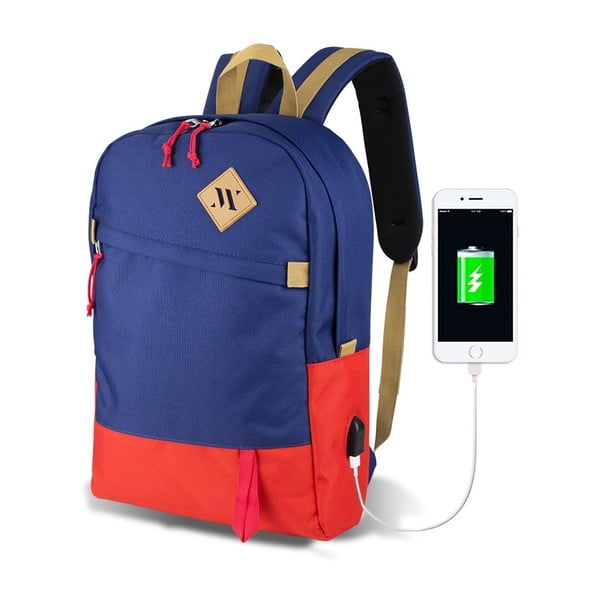 Plavo-crveni ruksak s USB priključkom My Valice FREEDOM Smart Bag