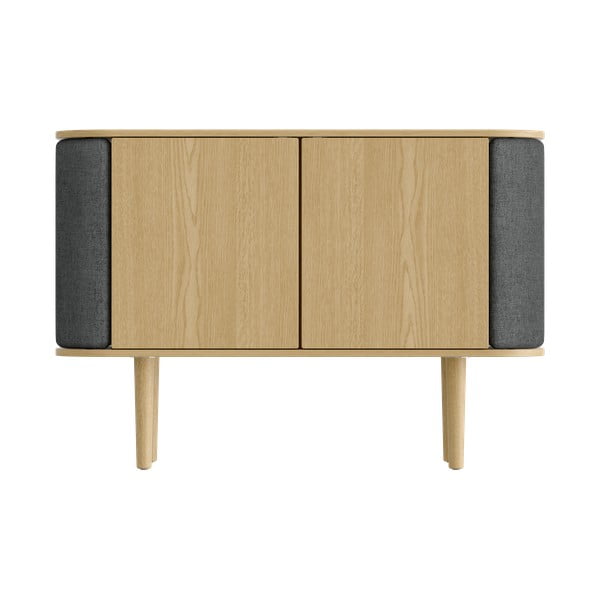 Antracitno siva/u prirodnoj boji niska komoda u dekoru hrasta 109x75 cm Treasures – UMAGE-image-3