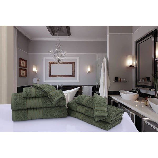 Tamno zeleni pamučni ručnici u setu 2 kom od frotira 70x140 cm – Good Morning-image-2
