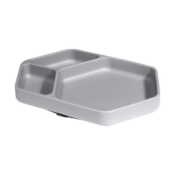 Sivi silikonski dječji tanjur 16x25 cm – Kindsgut-image-2