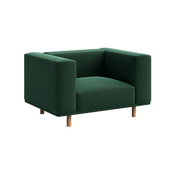 Tamno zelena baršunasta fotelja   Kukumo – Ame Yens