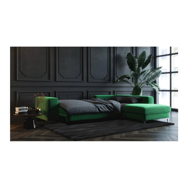 Tamnozelena baršunasta kutna garnitura na razvlačenje Devichy Rothe, desni kut-image-4