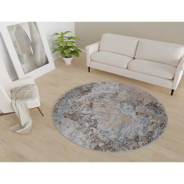 Svijetlo plavi/svjetlo smeđi periv okrugao tepih ø 120 cm Sandstorm – Vitaus-image-1