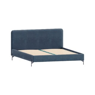 Tamno plavi tapecirani krevet s podnicom 90x200 cm Barker – Ropez