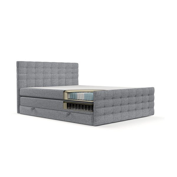 Sivi boxspring krevet s prostorom za pohranu 180x200 cm Blend – Maison de Rêve-image-2