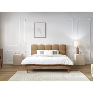 Bež tapecirani bračni krevet s podnicom 160x200 cm Kumo – Bobochic Paris
