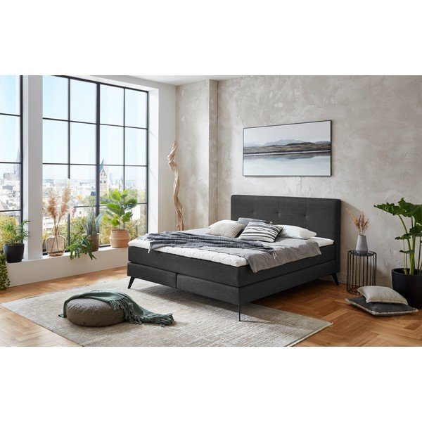 Antracitno sivi boxspring krevet 160x200 cm ANCONA – Meise Möbel-image-1