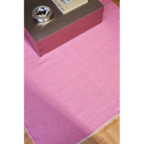 Ružičasti ručno rađen tepih od mješavine vune 160x230 cm Row – Jotex-image-1