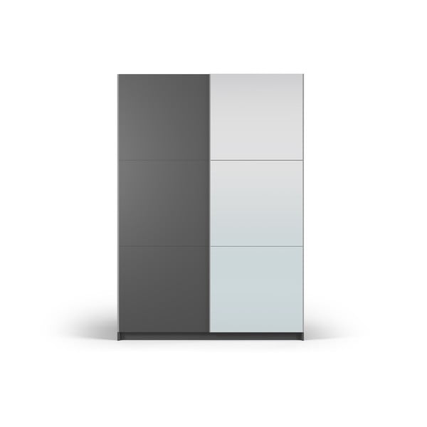 Tamno sivi ormar s ogledalom i kliznim vratima 151x215 cm Lisburn - Cosmopolitan Design