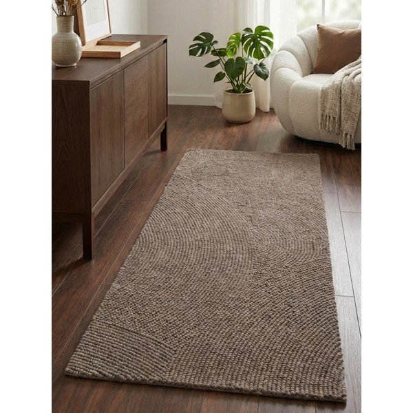 Smeđe-siva ručno rađena vunena staza 80x200 cm Calmio – Hanse Home-image-1