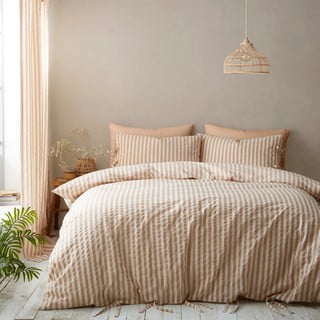 Posteljina za bračni krevet/za produženi krevet boja terakote 230x220 cm Zanzibar Stripe – Pineapple Elephant