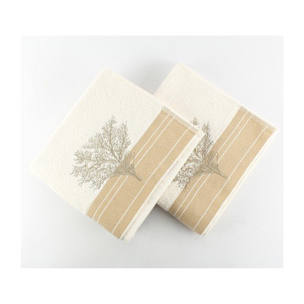 Set od 2 krem pamučna ručnika Infinity, 50 x 90 cm-image-1