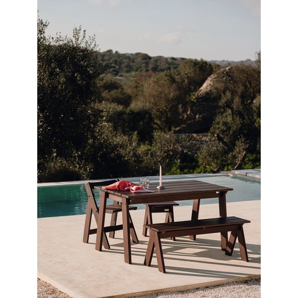 Tamno smeđa vrtna klupa od masivnog drveta Navo – noo.ma-image-2