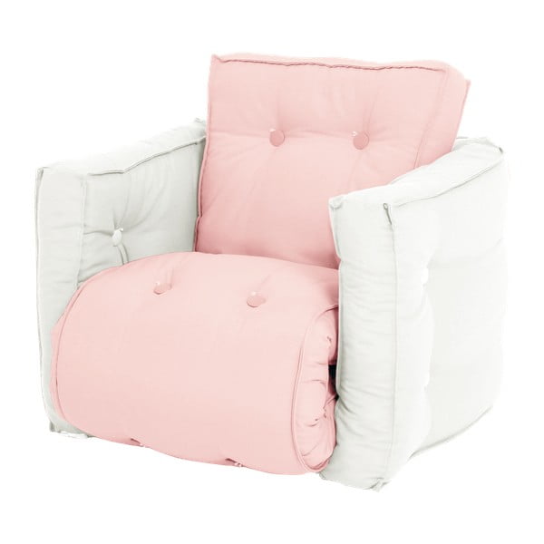 Svijetlo ružičasta dječja sklopiva stolica s prirodnom karup Mini Dice konstrukcijom