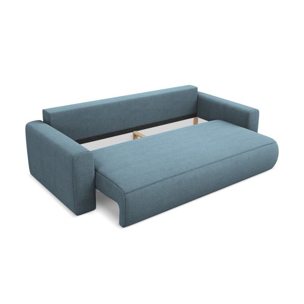 Svijetlo plava sklopiva/s prostorom za odlaganje sofa 238 cm Kapua – Makamii-image-3