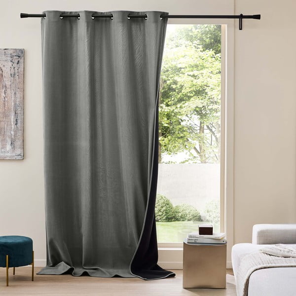 Antracitno siva termo izolacijska zavjesa od samta 140x260 cm Madison – douceur d'intérieur-image-1