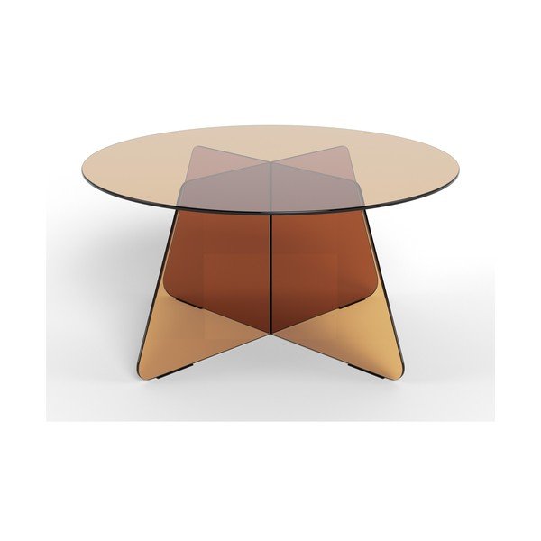 Smeđi stakleni okrugao stolić za kavu ø 80 cm Samos – Actona-image-2