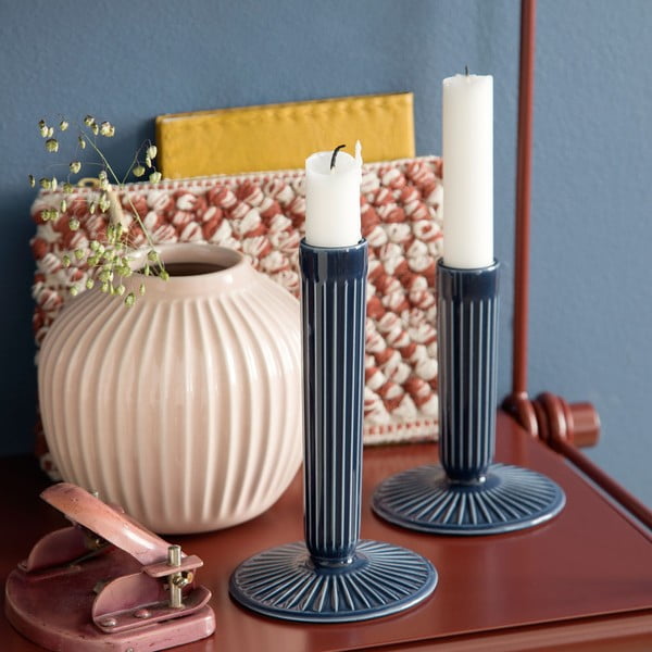 Tamnoplavi svijećnjak od kamenine Kähler Design Hammershoi, visina 16 cm-image-2