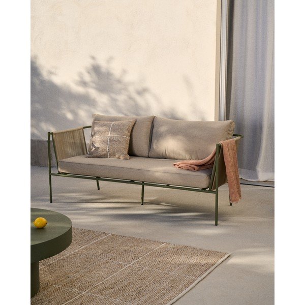 Zelena/bež podstavljena vrtna sofa Zivia – Kave Home-image-1