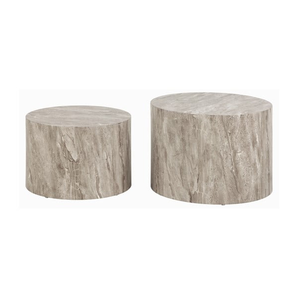 Sivi okrugli stolići za kavu u setu 2 kom u kamenom dekoru ø 58 cm Dice – Actona-image-4
