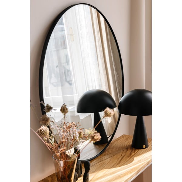 Crno zidno ogledalo Bonami Essentials Layla, ø 80 cm-image-1