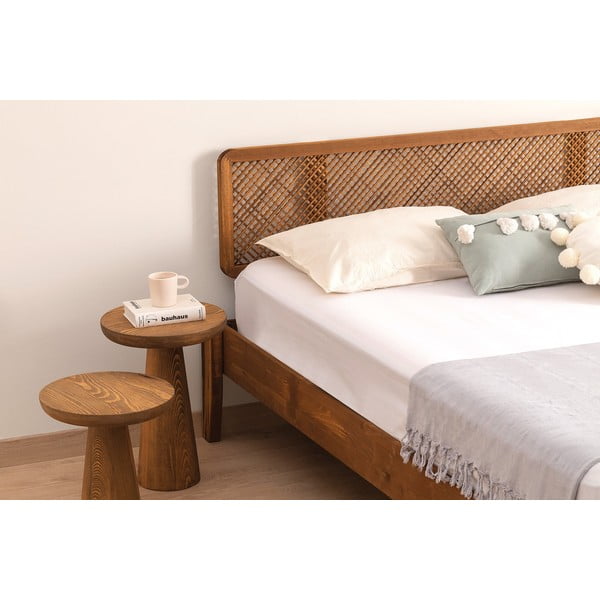 Krevet od masivne smreke s podnicom 90x200 cm u prirodnoj boji/tamno smeđi Izabelya – Kalune Design-image-3