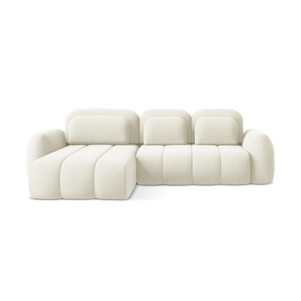 Bež sklopiva/s prostorom za pohranu kutna garnitura od bouclé tkanine (s lijevim kutom/s ležaljkom) Pele – Makamii