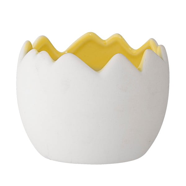 Keramička posuda za cvijeće u obliku jaja sa žutim detaljima Bloomingville, ⌀ 9 cm