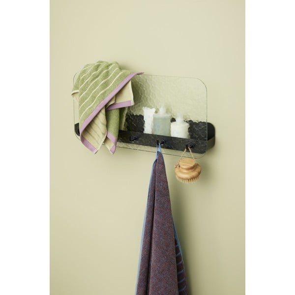 Crna metalna zidna vješalica s policom Shack - Hübsch-image-1