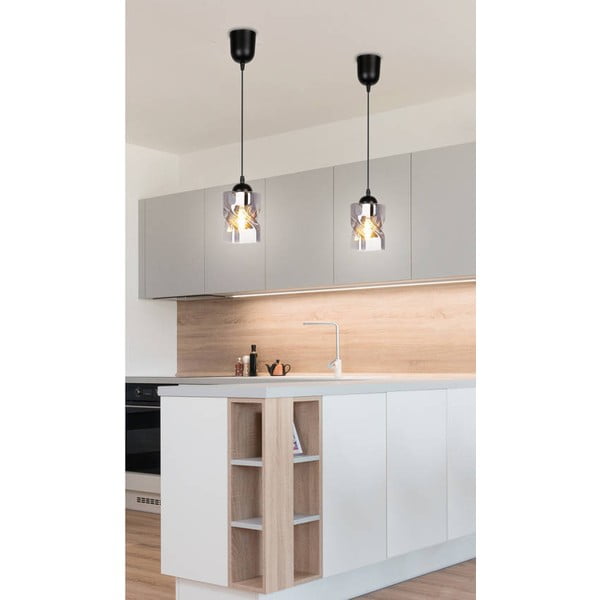Crno viseće svjetlo sa staklenim sjenilom ø 10 cm Felis - Candellux Lighting-image-3