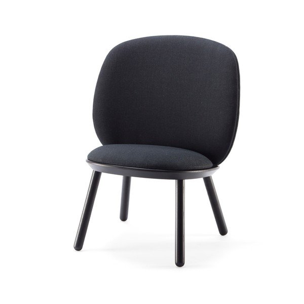 Crna fotelja s konstrukcijom od drva jasena s kožnim detaljima EMKO Naïve-image-4