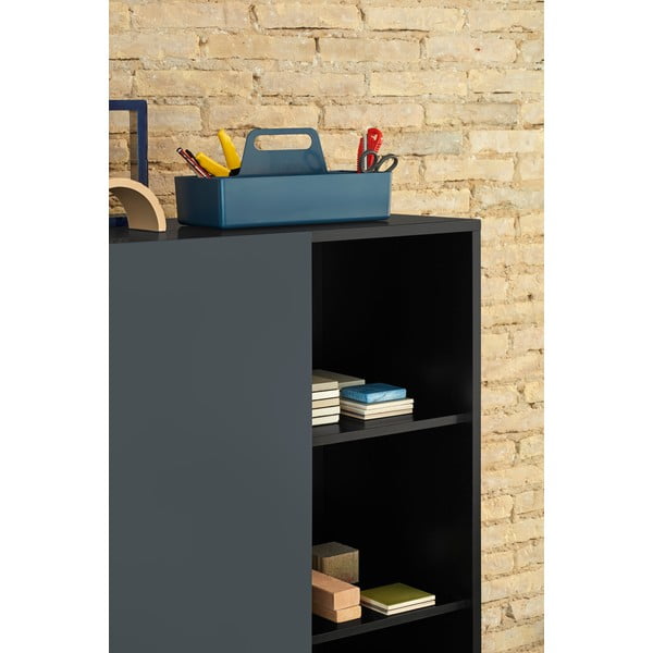 Crna/antracitno siva visoka komoda s kliznim vratima 120x140 cm Nube – Teulat-image-1