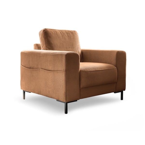 Narančasta/smeđa fotelja od samta Lofty Lilly – Miuform