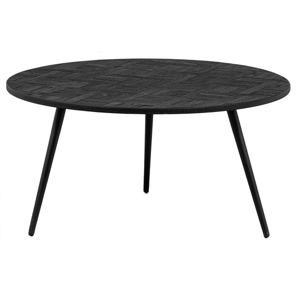 Crni okrugli stolić za kavu od masivne tikovine ø 74 cm Leo – WOOOD-image-2