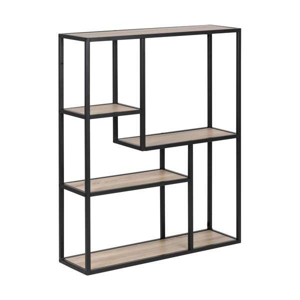 Crna/u prirodnoj boji zidna polica u dekoru hrasta 75x91 cm Seaford – Actona-image-2