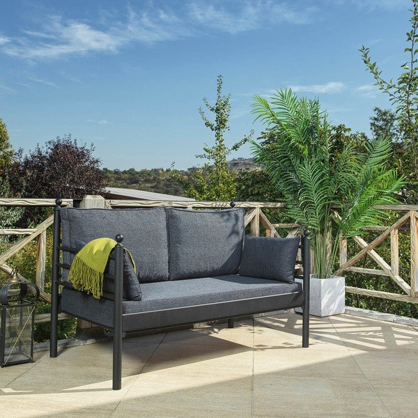 Siva metalna vrtna sofa Manyas – Floriane Garden-image-1