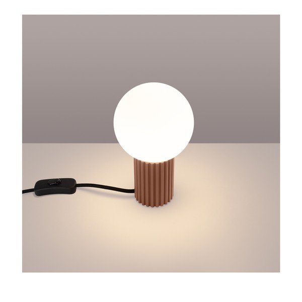 Svjetlo smeđa stolna lampa sa staklenim sjenilom (visina 19 cm) Orbital – Sollux-image-1