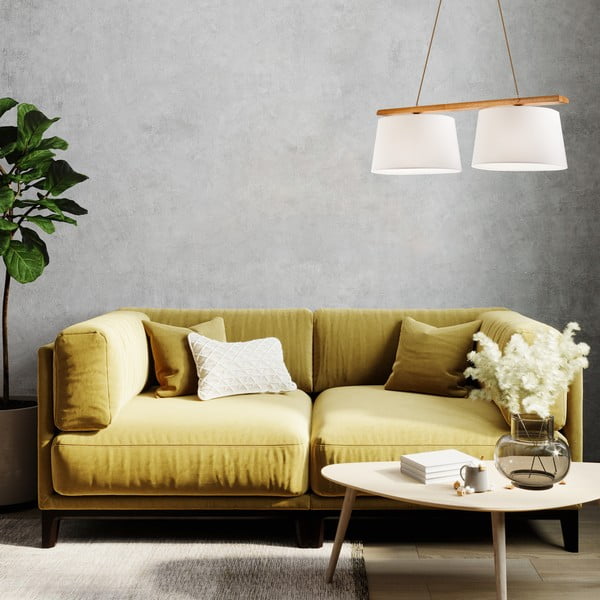 Smeđa viseća svjetiljka s tekstilnim sjenilom ø 35 cm Aida – LAMKUR-image-2