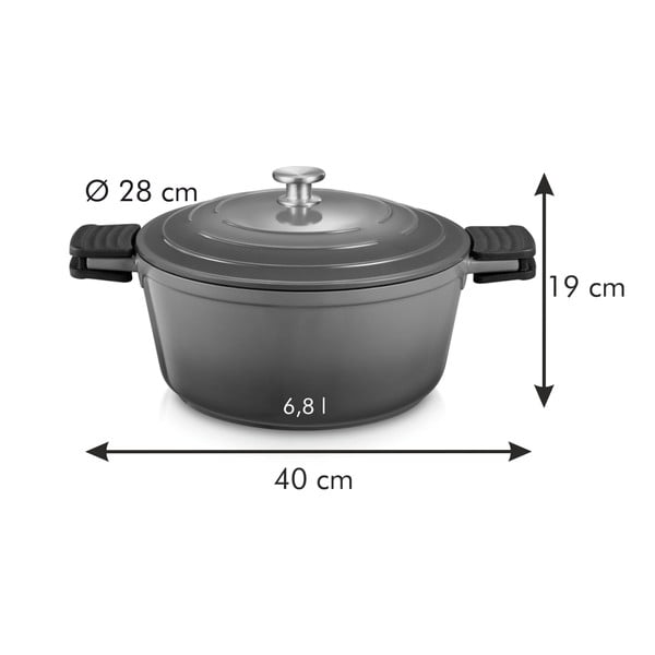 Lonac s poklopcem s neprianjajućom površinom za indukciju 6,8 l Bordeaux - Tescoma-image-2