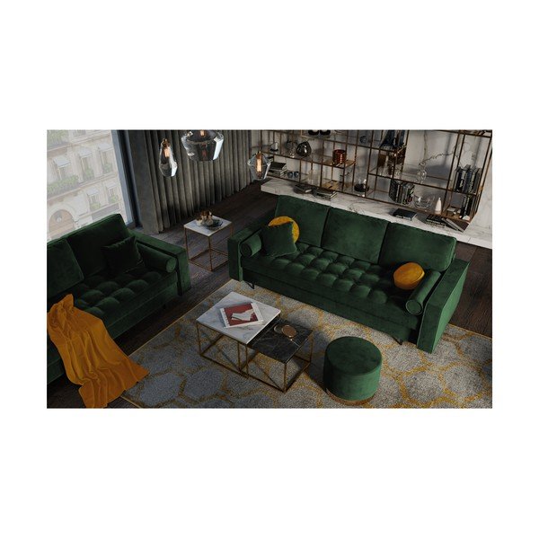 Zeleni baršunasti kauč na razvlačenje Milo Casa Santo-image-1